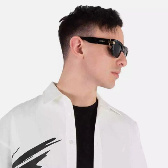 Versace Men's Rectangular Dark Sunglasses - Picture 3 of 5